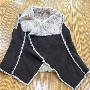 Black and Cream Faux Fur Vest